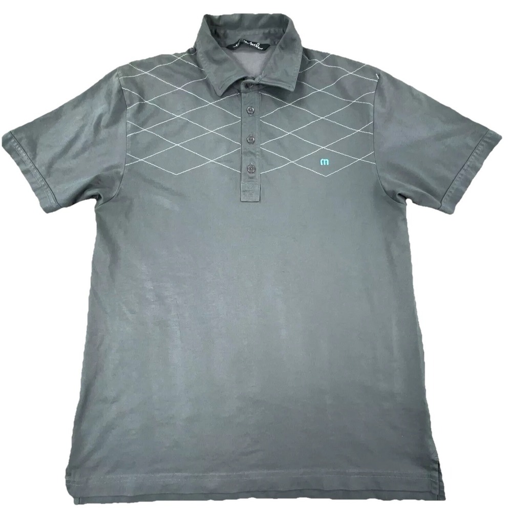 Travis Mathew Polo Shirt Men Medium Gray Pima Soft Performance Golf Tennis Adult